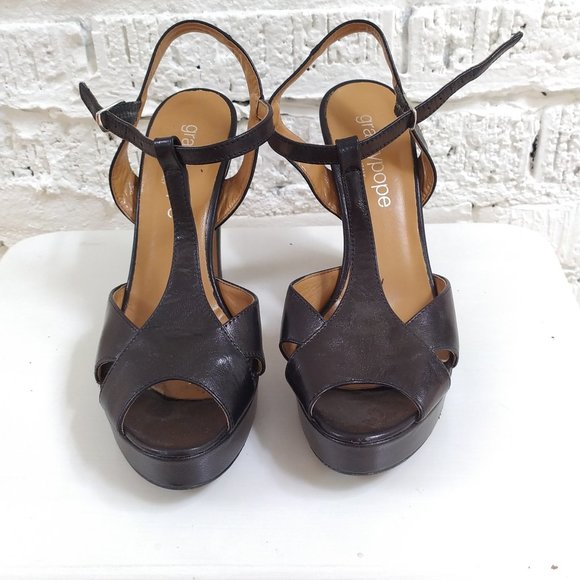 BLACK PLATFORM SANDAL HEELS - Picture 4 of 7